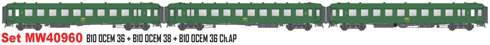 L.S. Models MW40960 - H0 - 3-tlg. Set Personenwagen OCEM, SNCF, Ep. IV